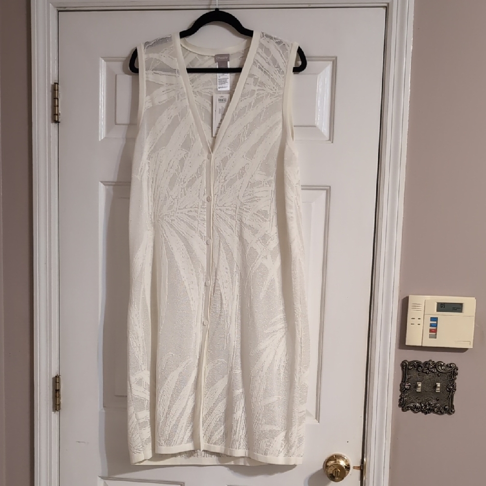 NWT - Chico's Palm Print Vest - Cream